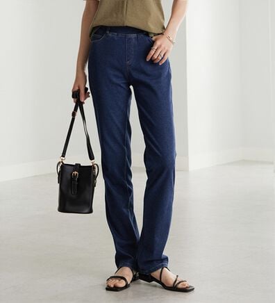 BELLUNA（ベルーナ）の「【チラシ掲載】ヒンヤリ快適！接触冷感ニットデニムパンツ（フルレングスパンツ）」