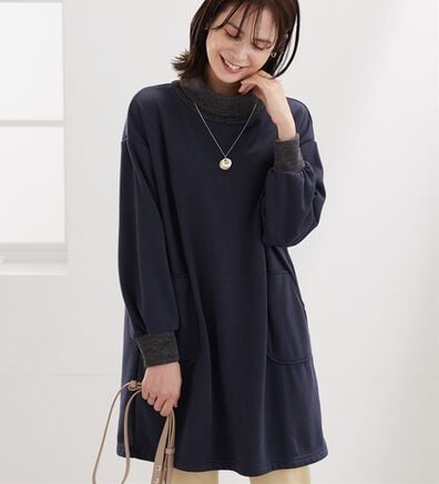 BELLUNA（ベルーナ）の「オフタートルネック配色リブ切替チュニック（チュニック）」