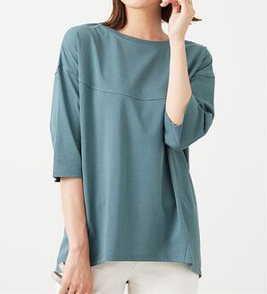 BELLUNA（ベルーナ）の「ヒンヤリ冷感！切替デザインプルオーバー（カットソー）」｜セージ