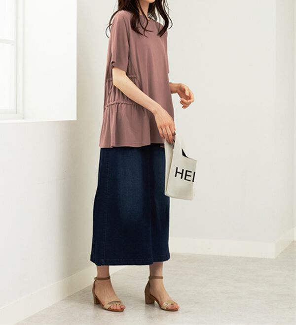 BELLUNA（ベルーナ）の「ヒンヤリ！サイドギャザー使いチュニック（チュニック）」｜詳細画像