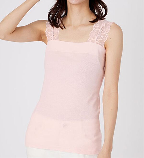 LAVIENNE（ラヴィエンヌ）の「＜ラヴィクールナチュラル＞前後２ｗａｙレースタンクトップインナー（肌着・インナーウェア）」｜ピンク