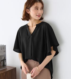 Viola e Viola（ヴィオラ エ ヴィオラ）の「【接触冷感】さらっと涼感フレアスリーブブラウス（ブラウス）」｜ブラック／トップス