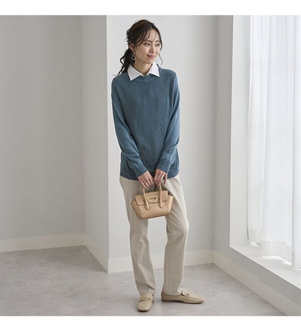 BELLUNA（ベルーナ）の「重ね衿付！細見えニットプルオーバー（ニット・セーター）」｜詳細画像