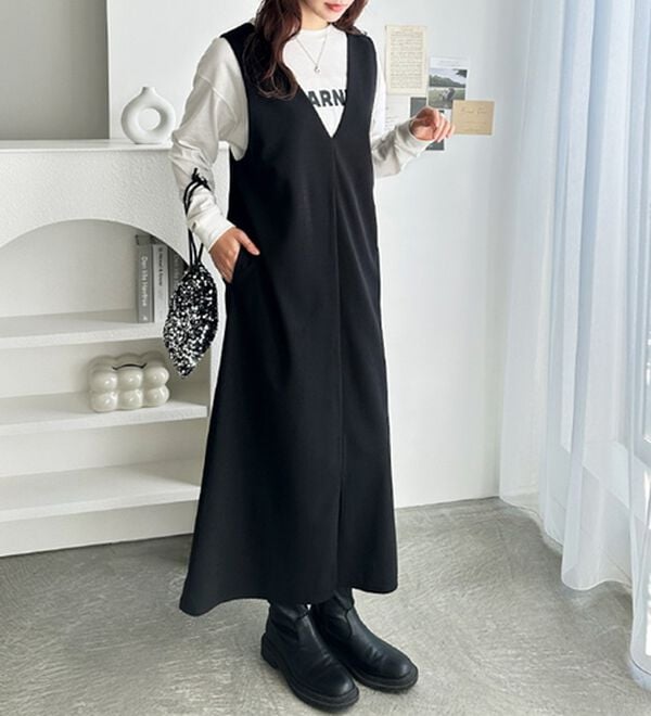 GeeRA（ジーラ）の「楽ちん！ストレッチ前後２ＷＡＹジャンパースカート（ジャンパースカート）」｜詳細画像