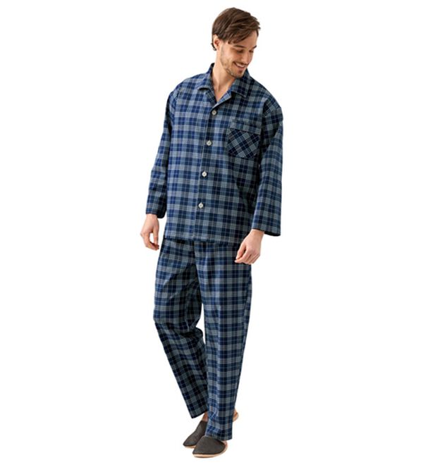 「【２着組】日本製ひんやり綿１００％播州織パジャマ（メンズルームウェア）」｜詳細画像