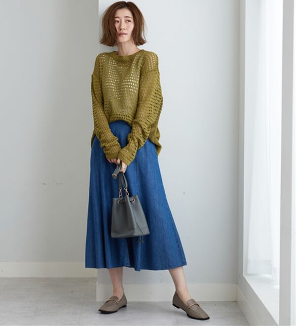 BELLUNA（ベルーナ）の「やわらかデニム素材フレアースカート（ロングスカート）」｜詳細画像