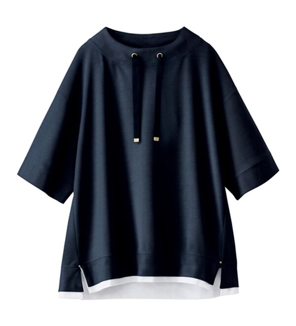 BELLUNA（ベルーナ）の「ワイドネックデザイン重ね着風プルオーバー（カットソー）」｜詳細画像