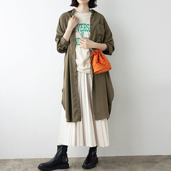 GeeRA（ジーラ）の「スリット入りロングシャツワンピース（シャツワンピース）」｜詳細画像