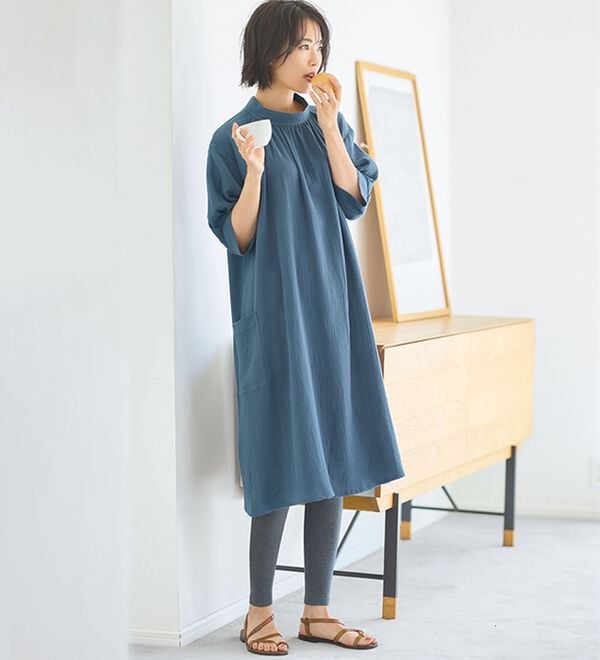 BELLUNA（ベルーナ）の「《ＨｕｇＲｅａｍコットン》ダブルガーゼゆったりワンピース（チュニックワンピース）」｜詳細画像