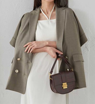 RANAN（ラナン）の「麻調ダブルボタンハーフスリーブジャケット（その他ジャケット）」