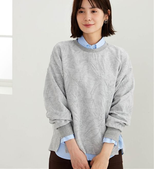 BELLUNA（ベルーナ）の「花柄ふくれジャカードプルオーバー（カットソー）」｜詳細画像