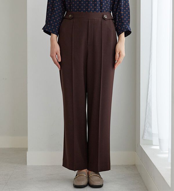 サマ見え（W）ストレッチ素材タブ使いワイドパンツ - ベルーナ【公式】