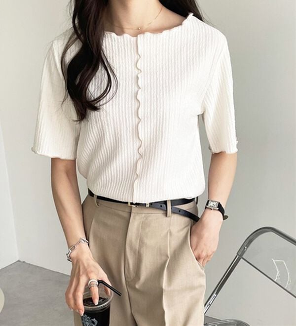 GeeRA（ジーラ）の「前後２ＷＡＹ配色メロー５分袖カットソー（カットソー）」｜詳細画像