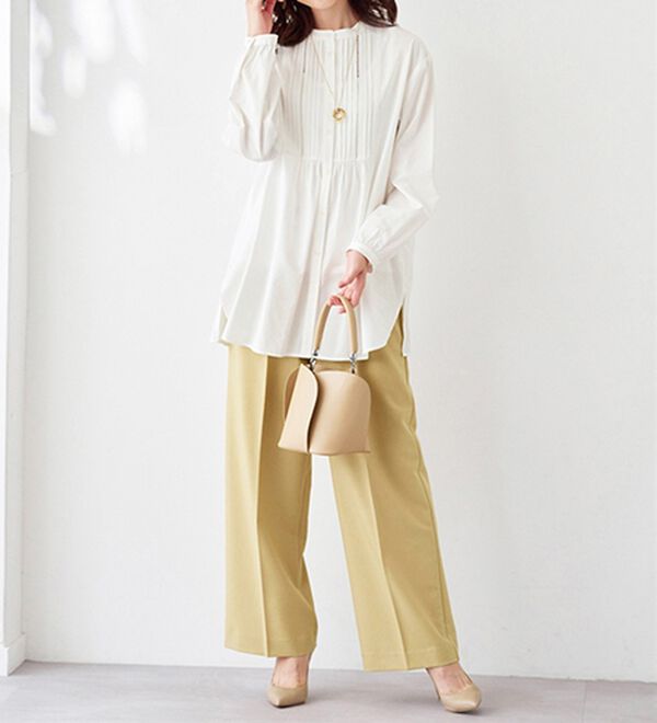 BELLUNA（ベルーナ）の「華やかレース&times;ピンタックシャツチュニック（チュニック）」｜詳細画像