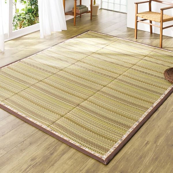 「お手入れカンタン防ダニはっ水い草ラグ（い草ラグ）」｜更紗ブラウン
