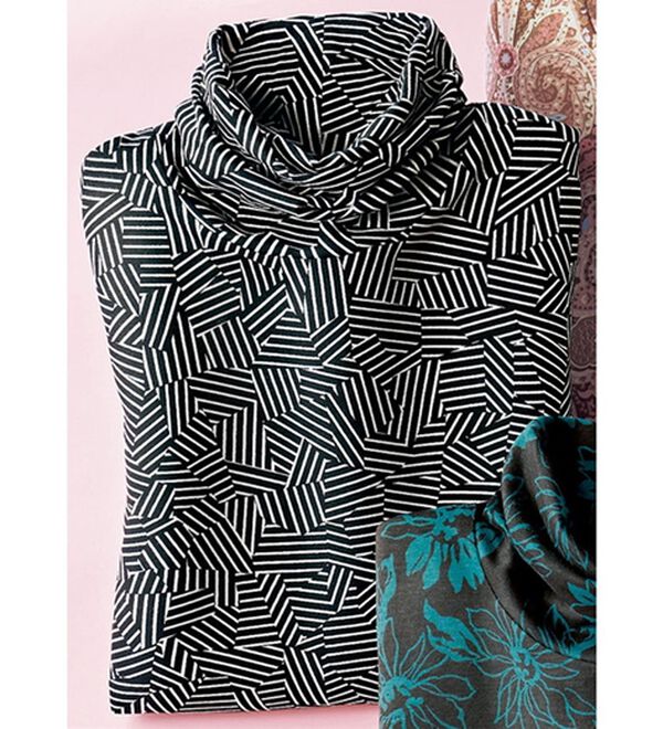 BELLUNA（ベルーナ）の「テンセル（ＴＭ）繊維・コットンプリントプルオーバー（カットソー）」｜モノトーン幾何柄