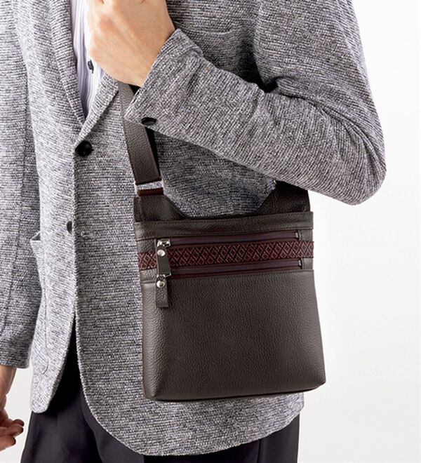 「印伝使いの姫路レザーショルダー（メンズショルダーバッグ）」｜詳細画像