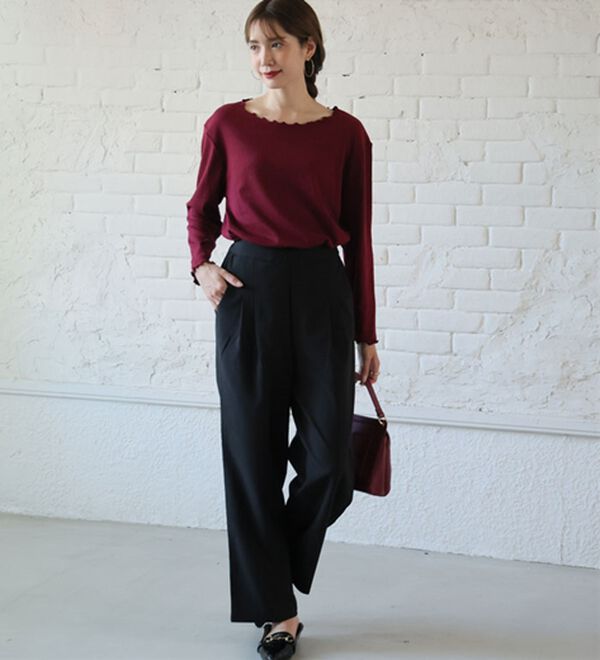 A HAPPY MARILYN（アハッピーマリリン）の「【Ｌ～６Ｌ】Ｒｉｎ こだわったのはシルエットと着心地 すっきり リブ カットソー トップス（カットソー）」｜詳細画像