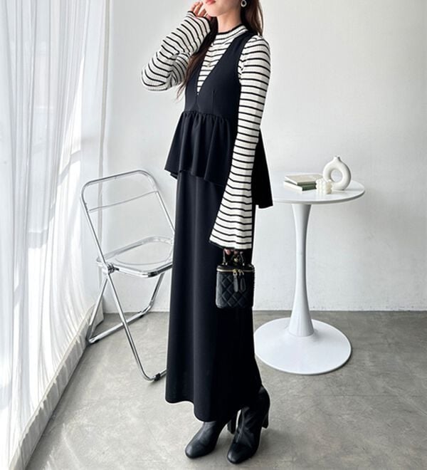 GeeRA（ジーラ）の「楽ちん！ペプラムジャンパースカート（ジャンパースカート）」｜詳細画像