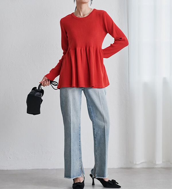 RANAN（ラナン）の「リブ切替ペプラムニット（ニット・セーター）」｜詳細画像