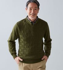 「楽々お洒落見えダブル衿セーター（メンズニット・セーター）」