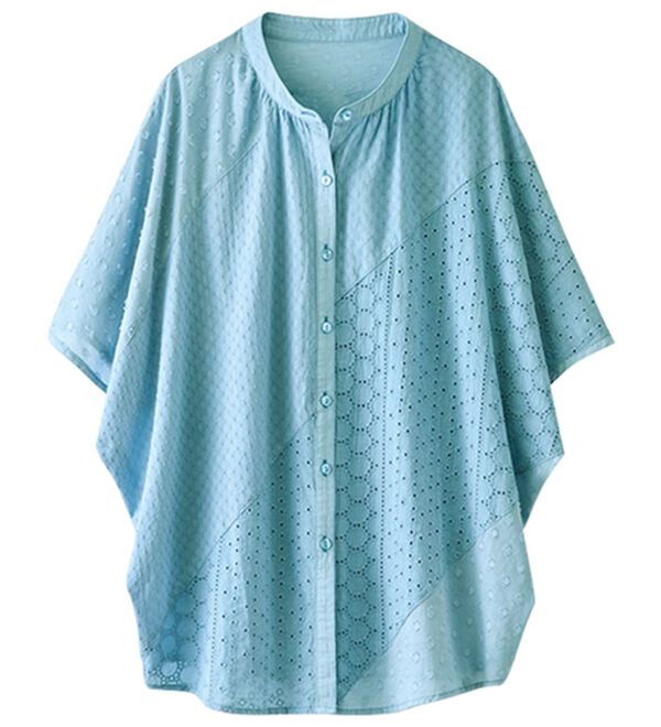 BELLUNA（ベルーナ）の「ゆったり涼やか！綿１００％刺しゅう切替チュニック（チュニック）」｜詳細画像
