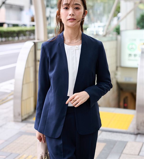 RANAN（ラナン）の「【選べる衿】洗える！春夏ロングシーズン着用可能ベーシック２点ライトスーツ（パンツスーツ）」｜詳細画像