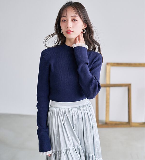 RANAN（ラナン）の「シアーフリルハイネックリブニット（ニット・セーター）」｜詳細画像