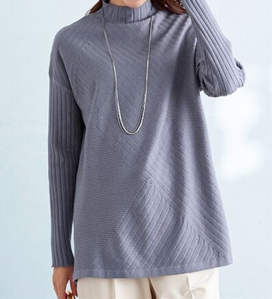 BELLUNA（ベルーナ）の「サイドボタン編地切替ニットチュニック（チュニック）」