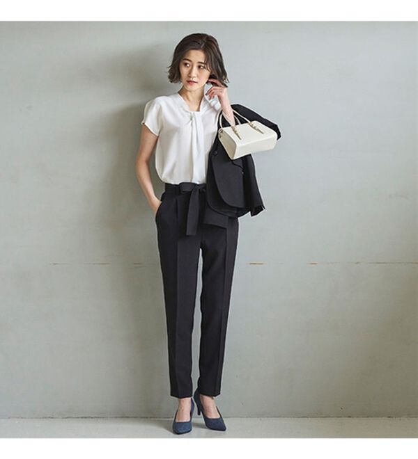 GeeRA（ジーラ）の「【ジャケット+2ボトム】洗えるストレッチ！ジャケット＆ブラウス＆パンツ＆スカートスーツセット（パンツスーツ）」｜詳細画像