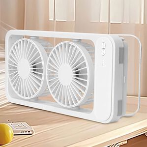 「コードレスダブル扇風機　よりどり２個（扇風機・サーキュレーター）」｜ホワイト