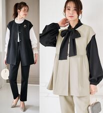RANAN（ラナン）の「洗える！ペプラムギャザーベストセットアップ（パンツスーツ）」