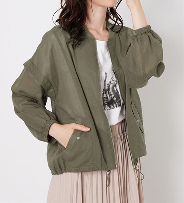 BELLUNA（ベルーナ）の「麻調素材リブ使いシアーブルゾンジャケット（ブルゾン）」｜詳細画像