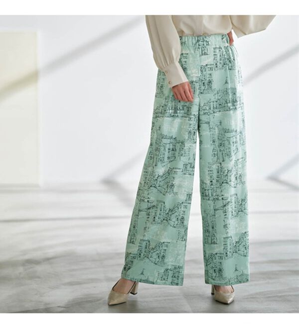 RANAN（ラナン）の「スカーフプリントセミワイドパンツ（フルレングスパンツ）」｜詳細画像