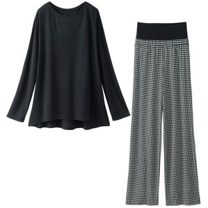 YU'NOW（ユナウ）の「【上下２点セット】ゆったりレーヨンブレンドハラマキパジャマ（パジャマ・ルームウェア）」｜ブラック