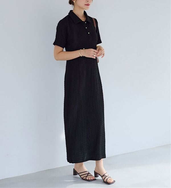 alotta（アロッタ）の「ゴールドボタンポロワンピース（カットソーワンピース）」｜詳細画像