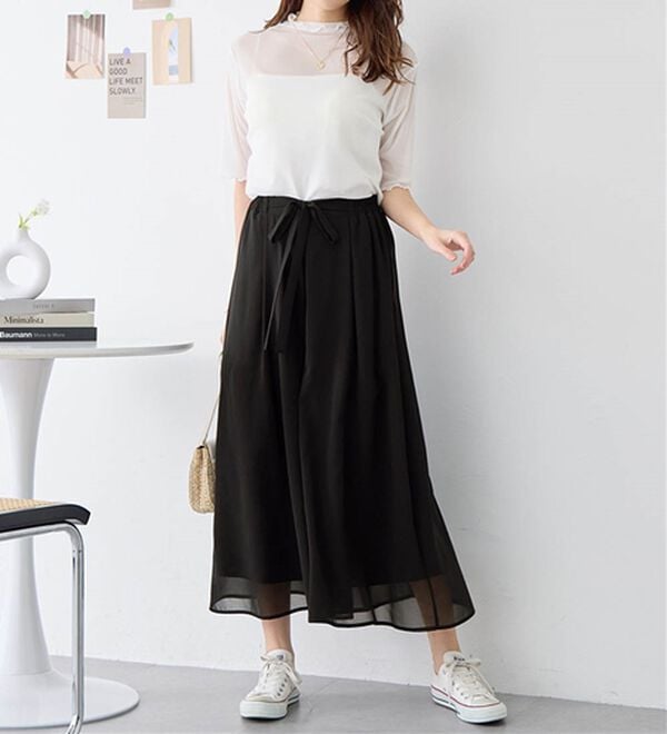 alotta（アロッタ）の「ふんわりシフォンワイドパンツ（ワイドパンツ・ガウチョ）」｜詳細画像