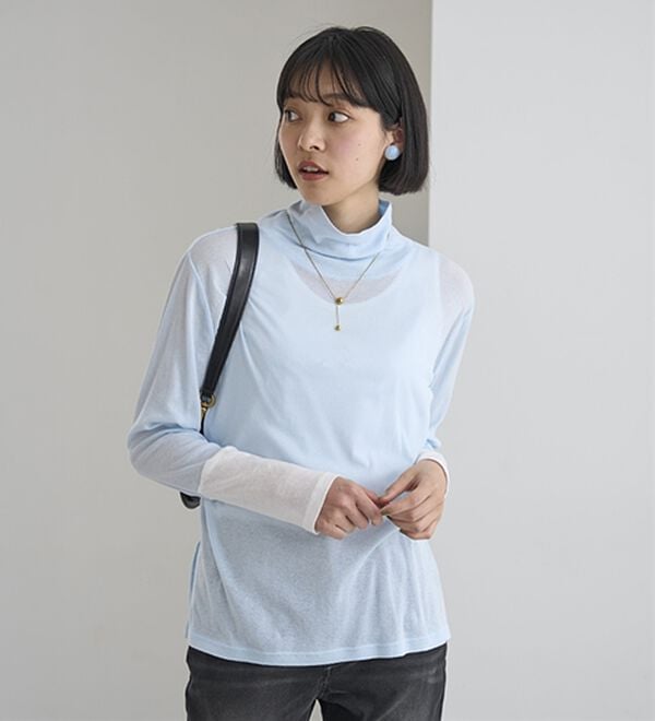 BELLUNA（ベルーナ）の「綿１００％配色シアープルオーバー（カットソー）」｜詳細画像