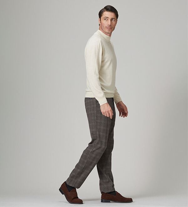 「＜コムルヴァン・オム＞チェック柄グッとラクパンツ（メンズフルレングスパンツ）」｜詳細画像
