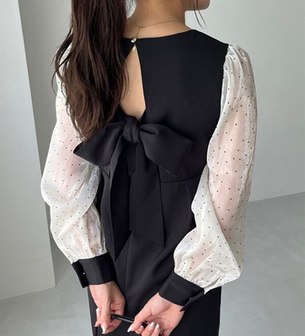 GeeRA（ジーラ）の「【オケージョン】バックリボンシアードット切替ワンピース（その他ワンピース）」｜詳細画像