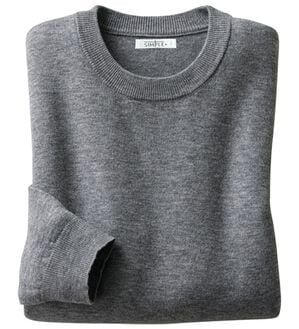 「＜シンプル＆プラス＞毎日着たいシンプルニット（メンズニット・セーター）」｜杢グレー