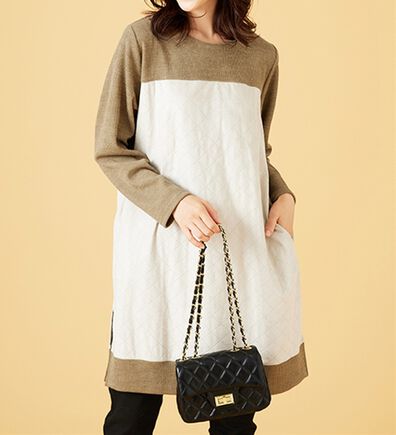 BELLUNA（ベルーナ）の「【Ｌａｇｒｉｌｕａ】異素材切替キルトステッチ風チュニック（チュニック）」