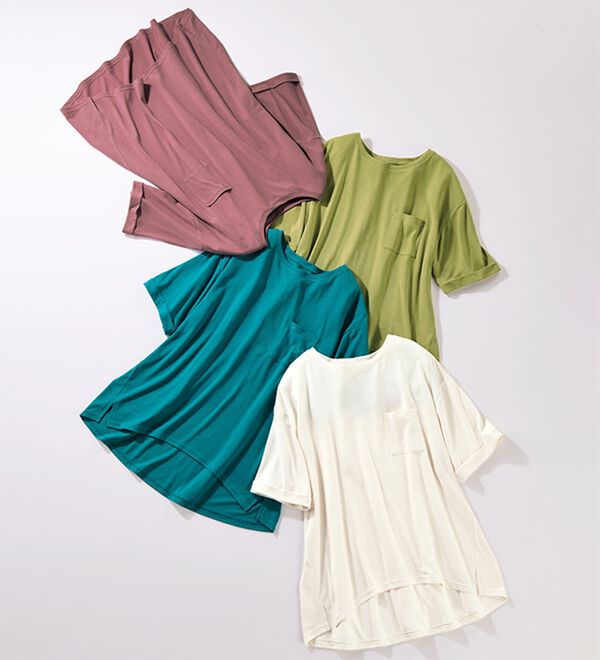 ルフラン（ルフラン）の「【４色組】夏にうれしい！汗ジミ対策胸ポケＴシャツ（Tシャツ）」｜詳細画像