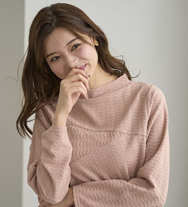 BELLUNA（ベルーナ）の「波柄ジャカード切替デザインプルオーバー（カットソー）」｜詳細画像