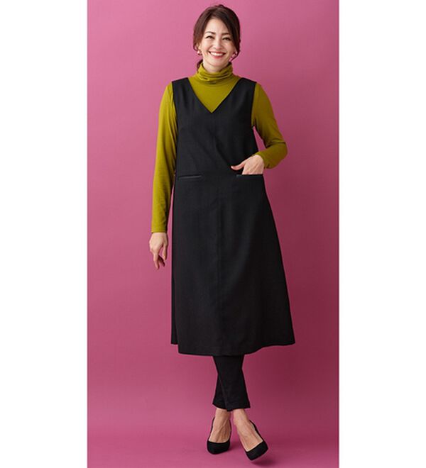 BELLUNA（ベルーナ）の「ツイード素材合皮使いジャンパードレス（ジャンパースカート）」｜詳細画像