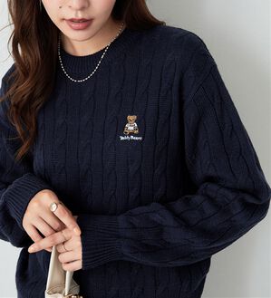 alotta（アロッタ）の「【テディベア】ケーブルニット（ニット・セーター）」｜ネイビー