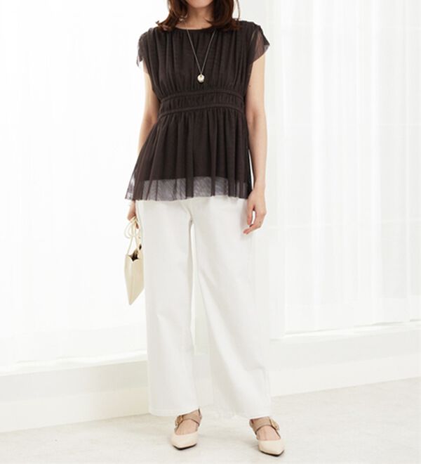 BELLUNA（ベルーナ）の「チュール使いギャザーデザインブラウス（ブラウス）」｜詳細画像