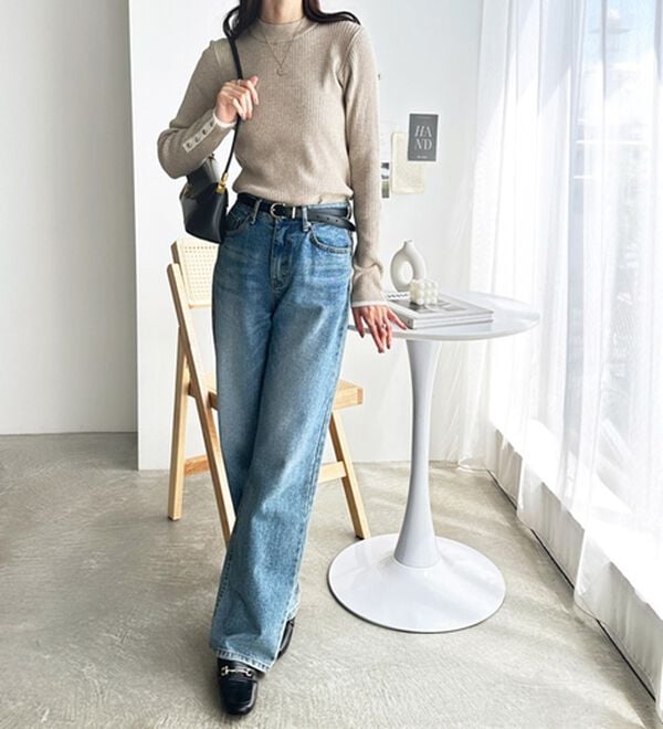 GeeRA（ジーラ）の「袖口ボタン配色ハイネックリブニット（ニット・セーター）」｜詳細画像