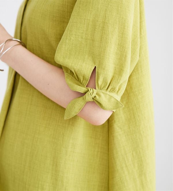 BELLUNA（ベルーナ）の「【接触冷感】麻調素材袖リボン使いシャツチュニック（チュニック）」｜詳細画像