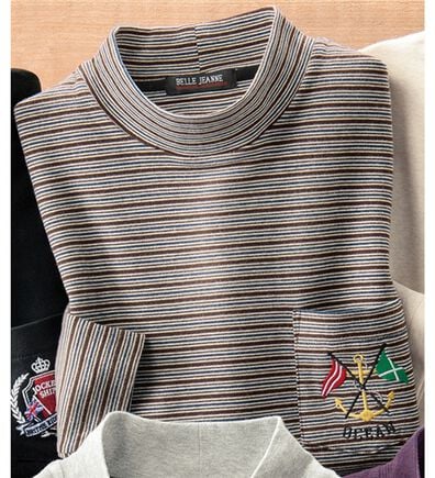 「綿１００％吸湿発熱ハイネックシャツ（メンズカットソー）」